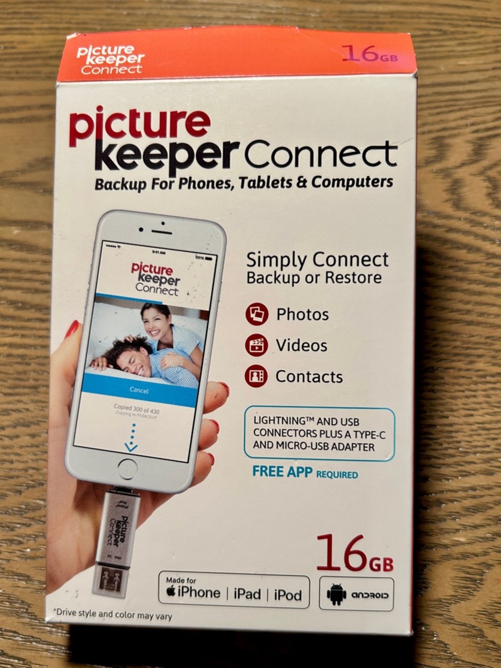 Picture Keeper Connect 16GB Photo Backup USB for iPhone Android PC Mac